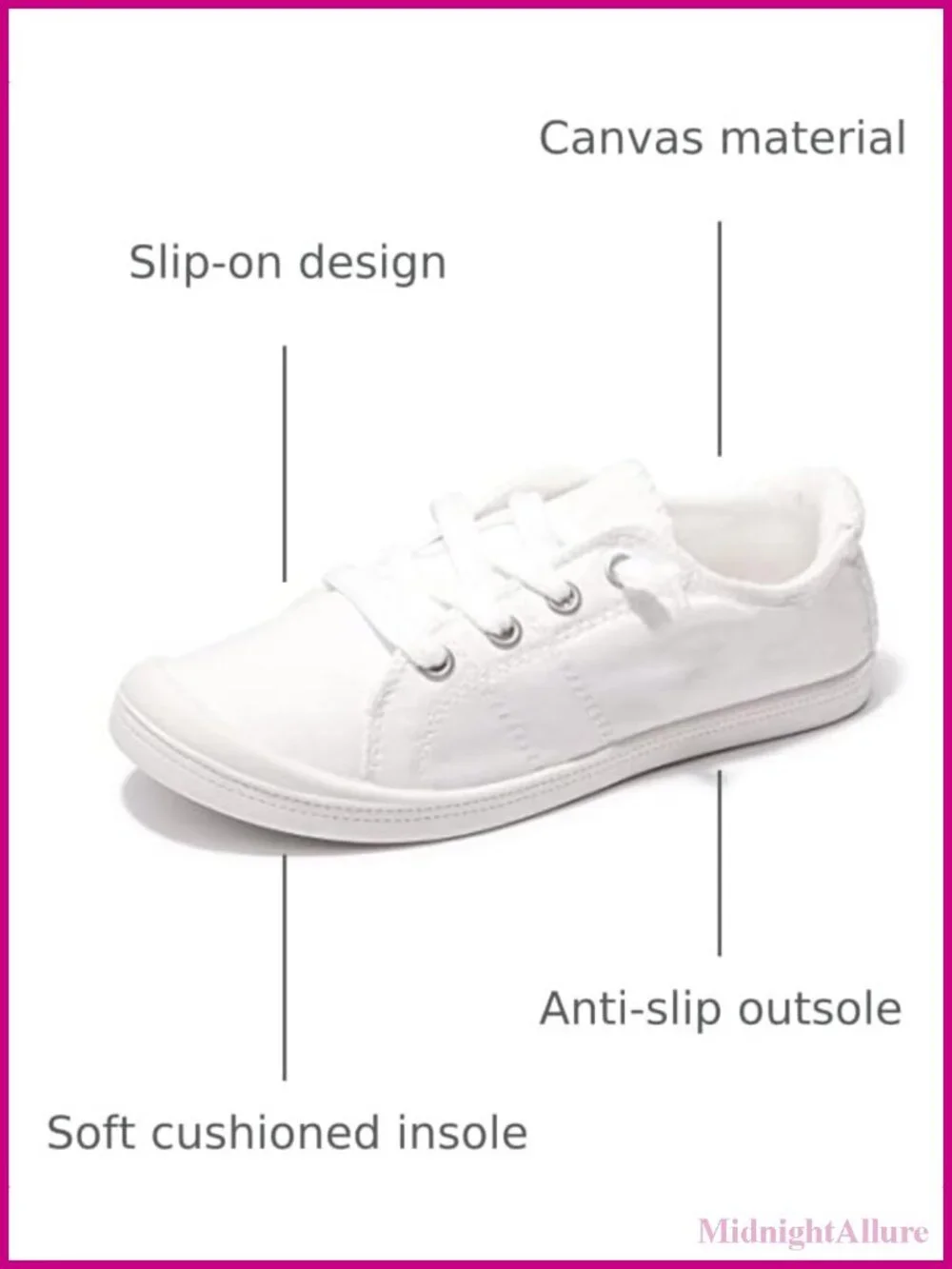 Women's Slip-On Canvas Sneakers Low Top Walking Shoes Cushioned
